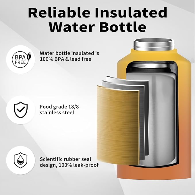 WATERSY 2/3 Gallon Water Bottle Insulated, BPA Free&Leak Proof, 87oz Stainless - Image 3