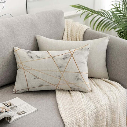 TKS MITLAN Golden Gray Marble Pillow Covers 12x20 Inch Stone Block Geometric - Image 7