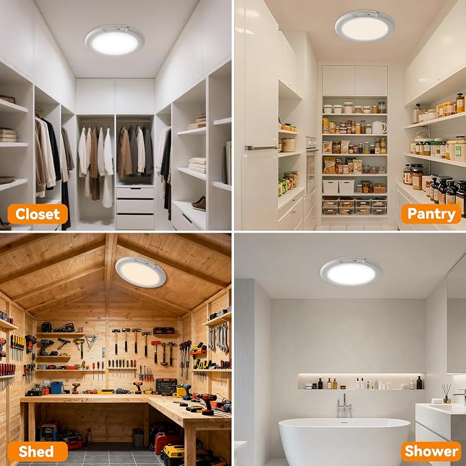 KYEKIO Rechargeable Ceiling Light 2Pack, 3 Color Magnetic Shower Lights - Image 7