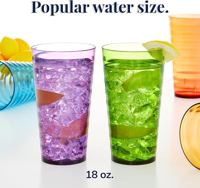 US Acrylic Splash 18 ounce Plastic Stackable Water Tumblers in Jewel Tone - Image 3