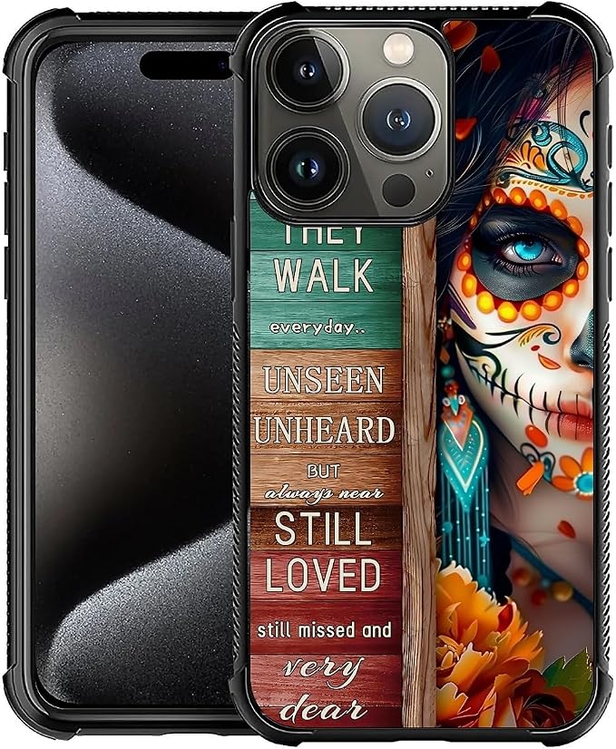 for iPhone 16 Pro Case, Sugar Skull Day of Death Halloween Pattern Graphic by FKBRCL4U