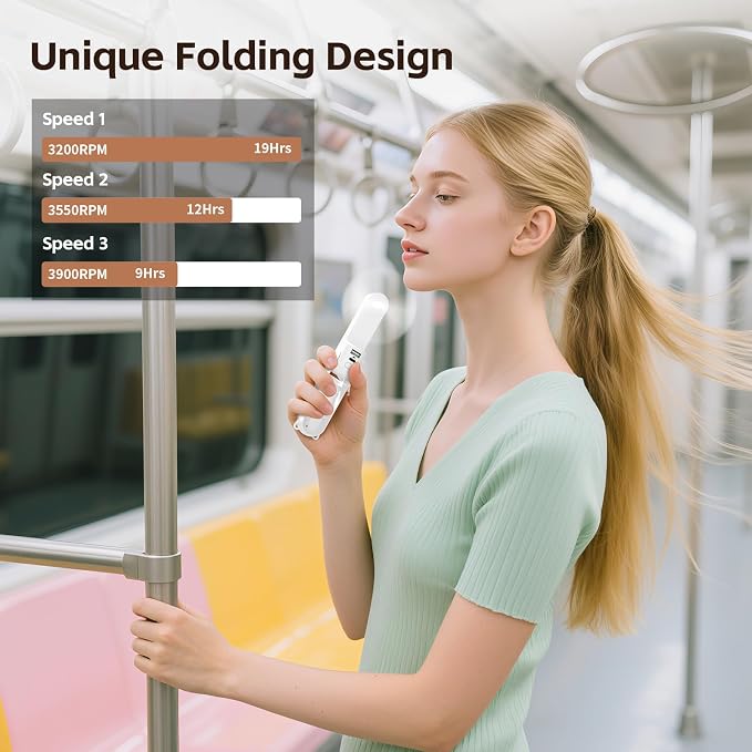 Mini Portable Handheld Fan, USB Rechargeable 3 IN 1 Personal Cooling Fans - Image 6