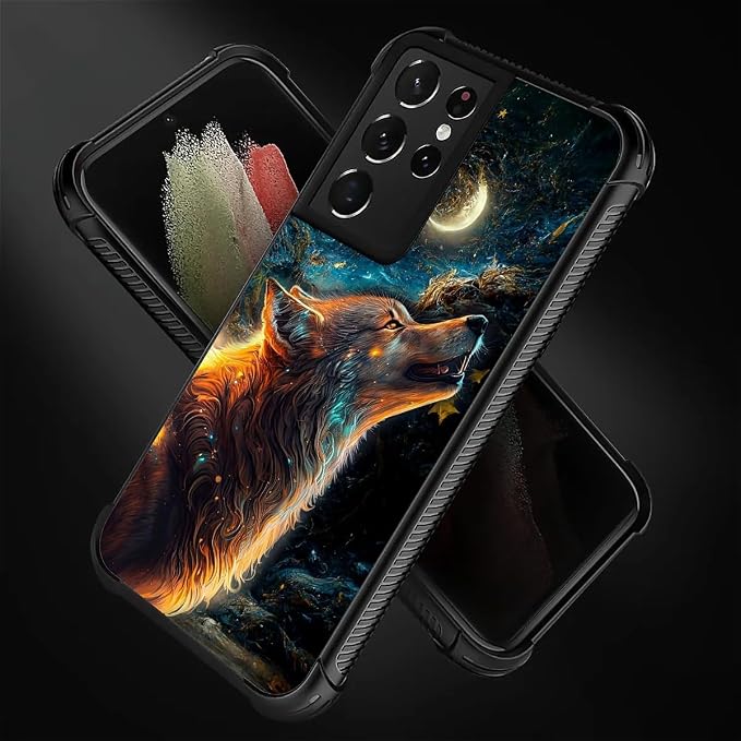 for Samsung Galaxy S21 Ultra Case, Star Cave Hungry Wolf Pattern Graphic Design - Image 3
