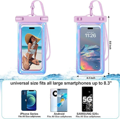 Up to 8.3" 2 Pack Iridescence Universal Waterproof Phone Pouch, Large Phone - Image 2