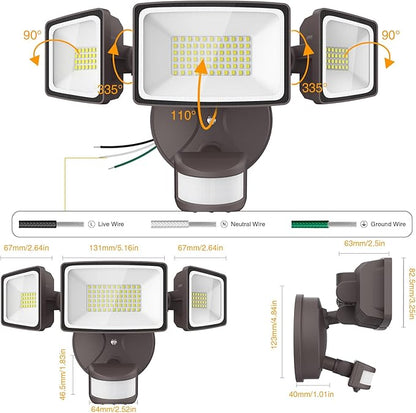 Onforu 75W LED Flood Light Motion Sensor Outdoor, 7000lm Dusk to Dawn Flood - Image 9
