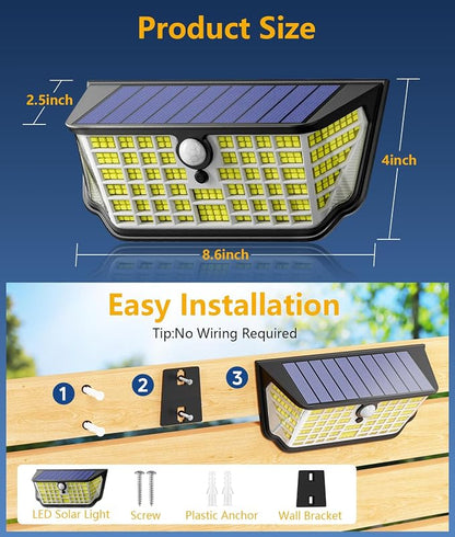 WdtPro Solar Lights Outdoor Waterproof, 300° Angle & 3 Lighting Modes Motion - Image 7