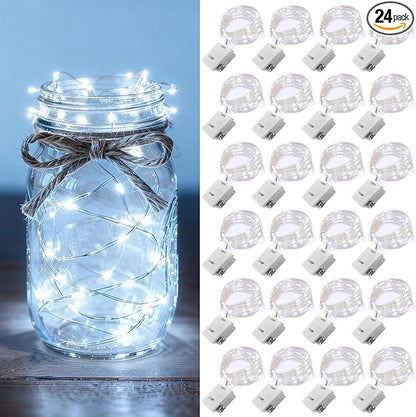 24 Pack Fairy Lights Battery Operated 7ft 20 LED Mini Twinkle String Lights by YOEEN