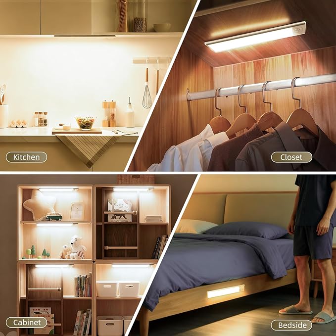 12inch Under Cabinet Lighting, 4 Pack Rechargeable Motion Sensor Light Indoor - Image 5
