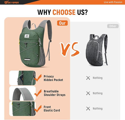 SKYSPER Foldable Hiking Backpack - 10L/15L Small Lightweight Daypack Breathable - Image 5