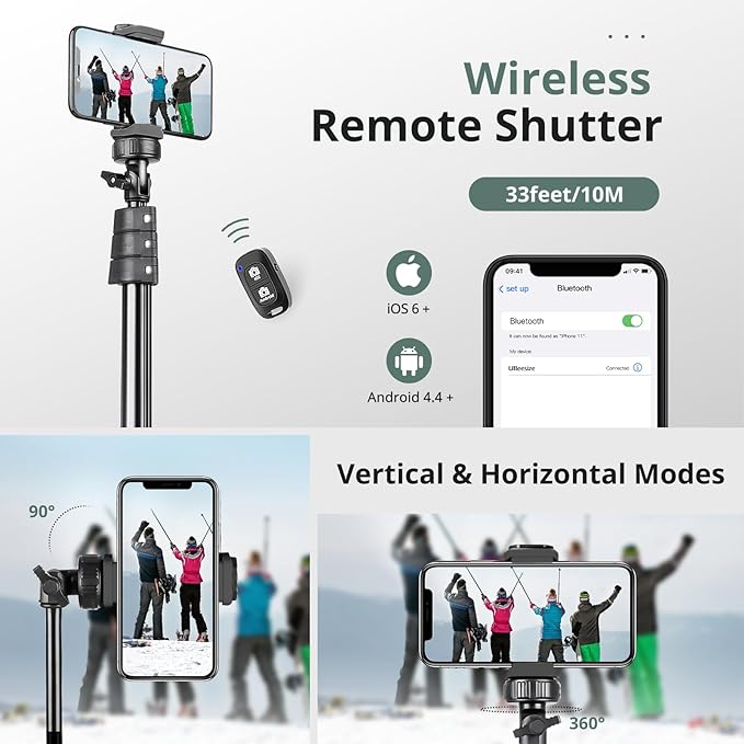 SENSYNE 72" Phone Tripod, Extendable Cell Phone Tripod Stand, Selfie Stick - Image 6
