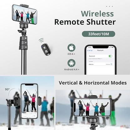 SENSYNE 72" Phone Tripod, Extendable Cell Phone Tripod Stand, Selfie Stick - Image 6
