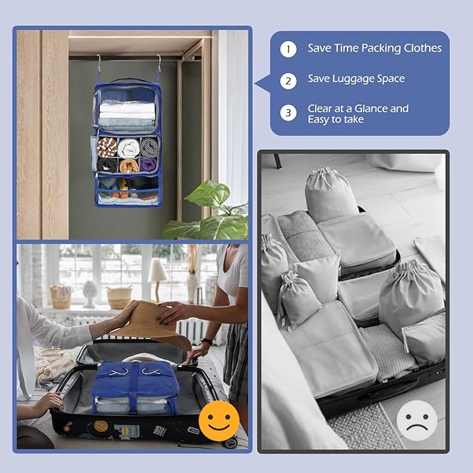 Surblue Hanging Shelves Travel Storage Bag Compression Packing Cube - Image 4