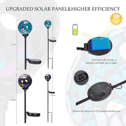 VCUTEKA Solar Garden Decorative Lights Outdoor, Mosaic Solar Light Waterproof - Image 5