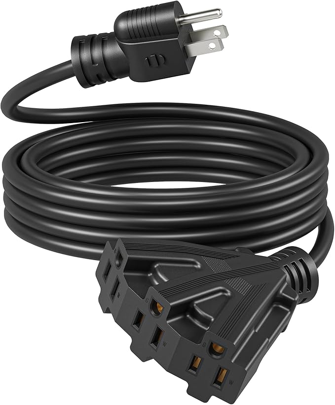 DEWENWILS 15FT Outdoor Extension Cord, Tri-Tap Extension Cord Splitter by DEWENWILS
