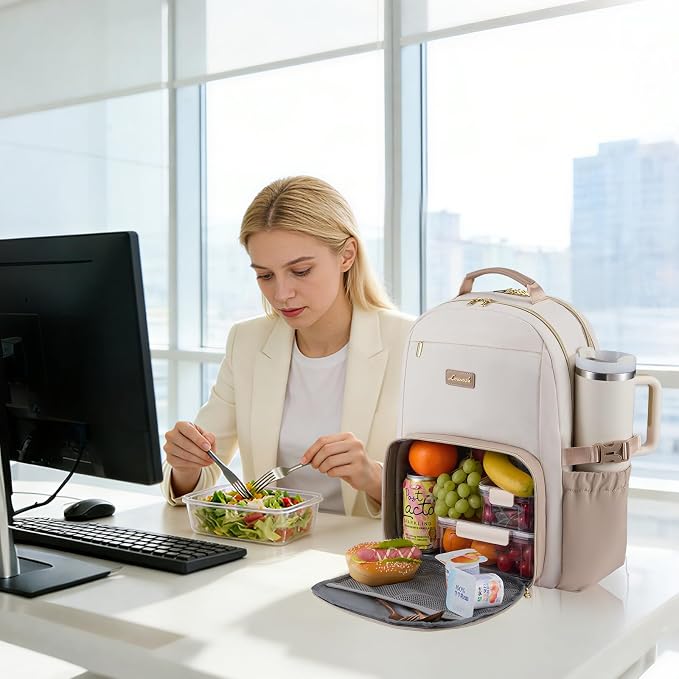 LOVEVOOK Lunch Backpack with Lunch Compartment, 15.6 Inch Laptop Work Travel - Image 2