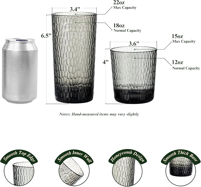 15oz and 22oz Grey Acrylic Glasses Drinkware, Honeycomb Stackable Shatter-Proof - Image 3