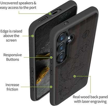 Carveit Wood Case for Galaxy S24 Plus Case Shockproof Protective Cover Unique - Image 6