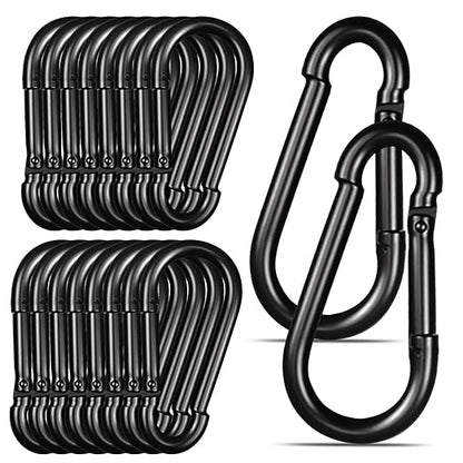 Black Carabiner, Heavy Duty Galvanized Steel Spring Snap Hook Carabiner Clips by High-PQ