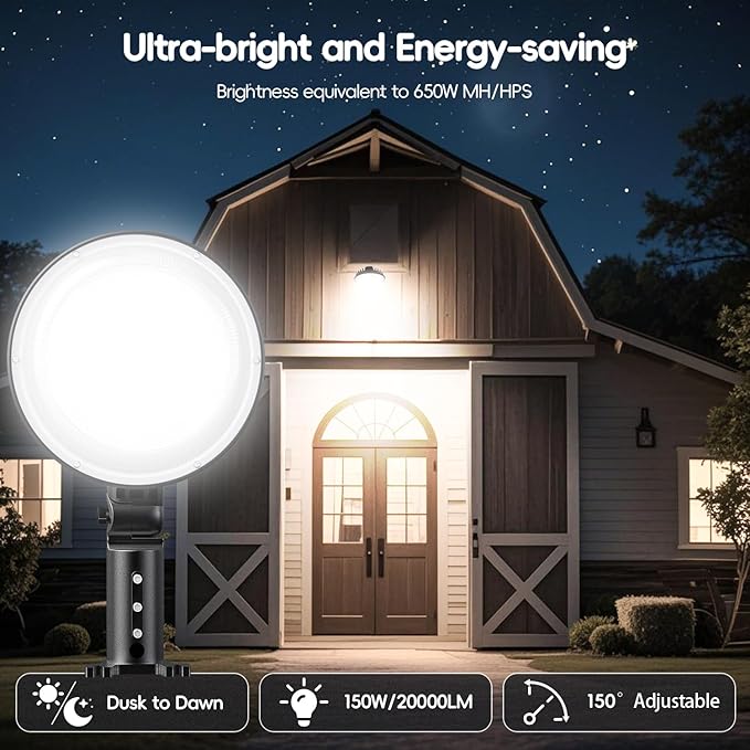150W 20000LM LED Barn Lights Outdoor, Dusk to Dawn Outdoor Lighting - Image 2