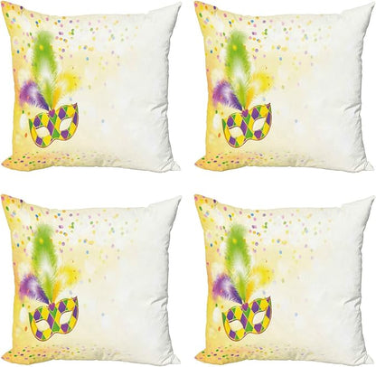 Ambesonne Mardi Gras Throw Pillow Cushion Case Pack of 4, Festival by Ambesonne