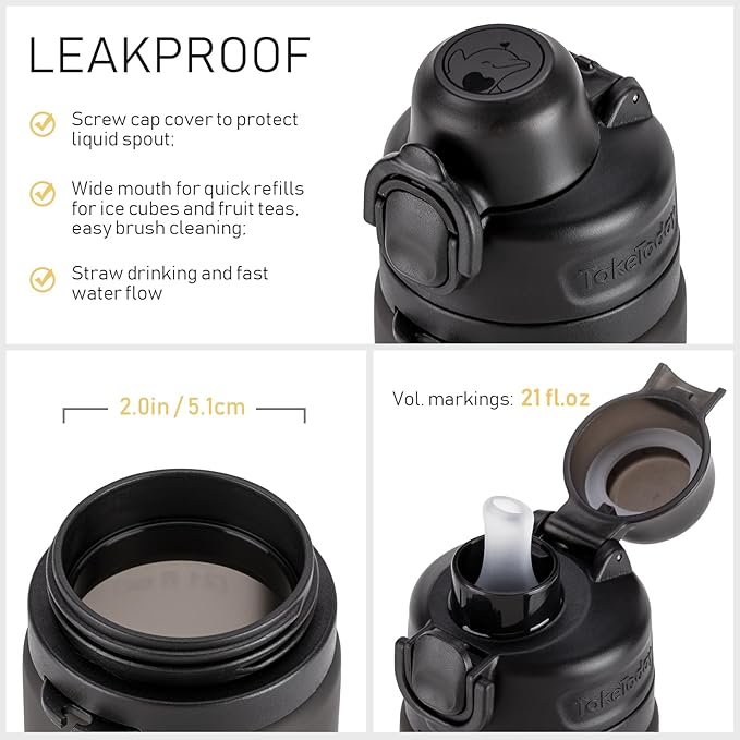 TakeToday Collapsible Water Bottles 21oz, Foldable Platinum Silicone Travel - Image 7