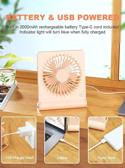 Small Desk Fan, Rechargeable USB Fan Battery Operated, Ultra Quiet, Strong Wind - Image 5