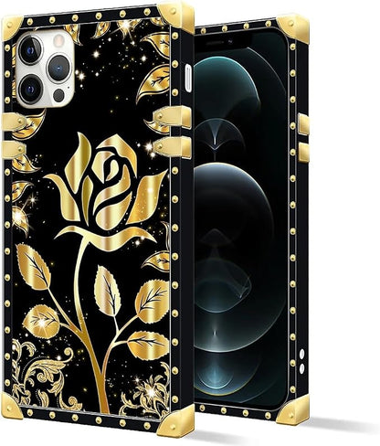 Compatible with iPhone 11 Pro Max Case, Shine Gold Rose Luxury Golden Decoration - Image 2