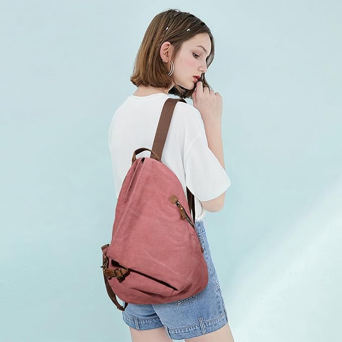 KL928 Canvas Vintage Backpack – Large Casual Daypack Outdoor Travel Rucksack - Image 7