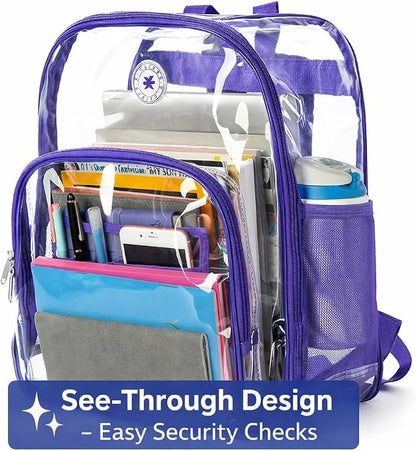 K-Cliffs Large Transparent Backpack Clear Heavy Duty School Bag Durable Student - Image 2