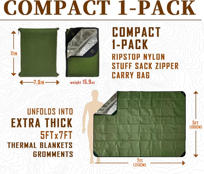 Heavy Duty Survival Blanket -Multifunctional Reflective Tarp Thermal Blanket - Image 2