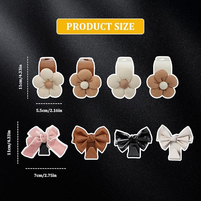 4PCS Car Hooks for Purses and Bags, Cute Bow Car Seat Headrest Hook, Car - Image 2