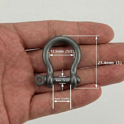 Matte Grey 5/32" Bow Shackle, 5 Pack - Image 2