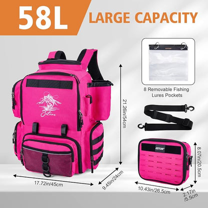 Goture Fishing Backpack, 58L 900D Water-Resistant Insulated Tackle Backpack - Image 5
