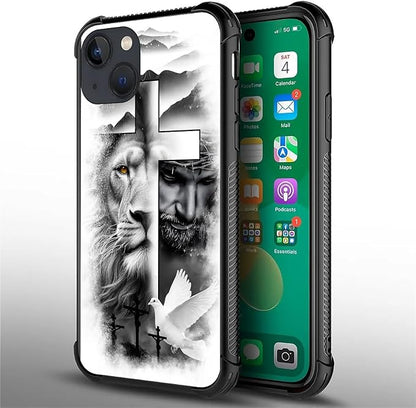 for iPhone 13 Mini Case, Lion Cross Jesus Christ Dove Pattern Made of Soft - Image 7