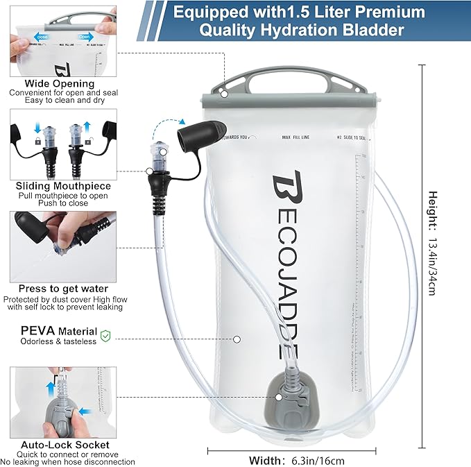 BECOJADDE Running Vest Hydration Backpack - Image 5