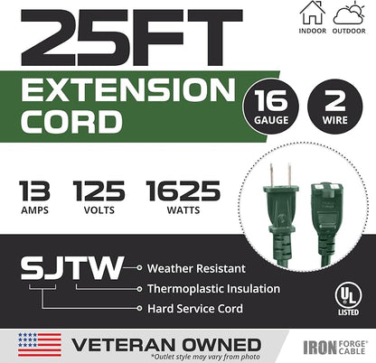 Iron Forge Cable Weatherproof Outdoor Extension Cord 25 ft, 13 Amp Green - Image 2