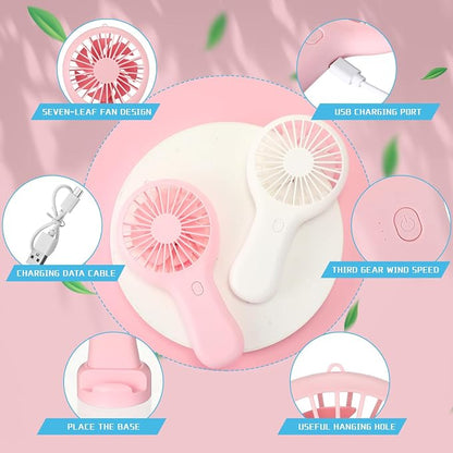 Woanger 12 Pcs Mini Handheld Fan Bulk 3 Speed USB Electric Battery Operated - Image 6