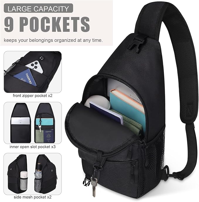 Pritent Crossbody Bags for Women Men Trendy Sling Bag Backpack Casual Chest Bag - Image 3