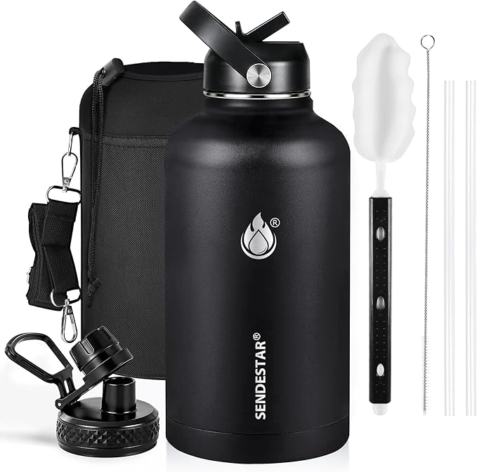 Insulated Water Bottle 64 oz, Triple Wall Vacuum Stainless Steel Water Bottles by Sendestar