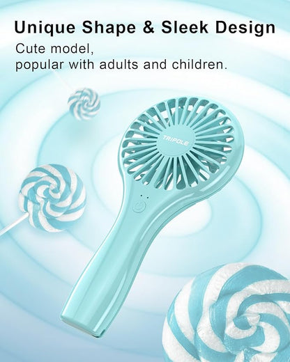 TriPole 2 Pack Handheld Mini Portable Fans Blue, Rechargeable Battery Operated - Image 6