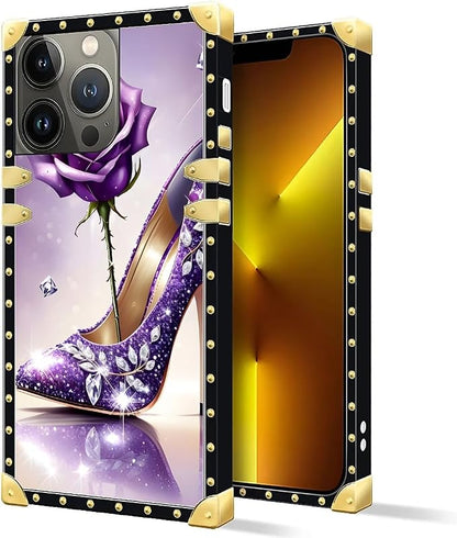 Compatible with iPhone 13 Pro Case, High Heeled Purple Diamond Rose Luxury - Image 2
