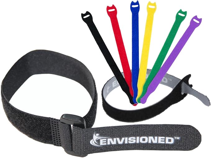 Reusable Cinch Straps & Cable Ties Combo Set, Securing Straps by ENVISIONED