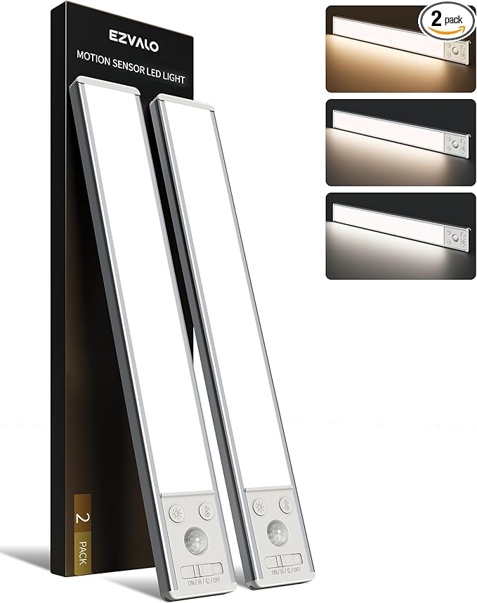 EZVALO Under Cabinet Lighting, 3500mAh Rechargeable Motion Sensor Light Indoor by EZVALO