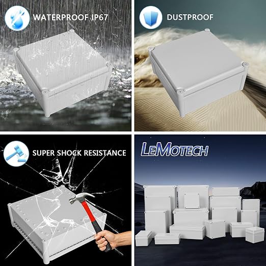 LeMotech Waterproof Dustproof IP67 Junction Box DIY Case Enclosure Gray 11 x 11 - Image 8