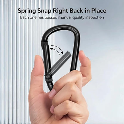 Black Carabiner Clip, Includes Mini 2 Inch Carbineers, Small 2.3" D Ring Clip - Image 3