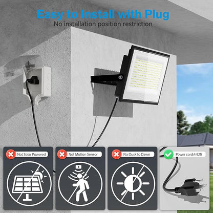Olafus 2 Pack 300W LED Flood Light Outdoor, Super Bright Outside Floodlights - Image 2