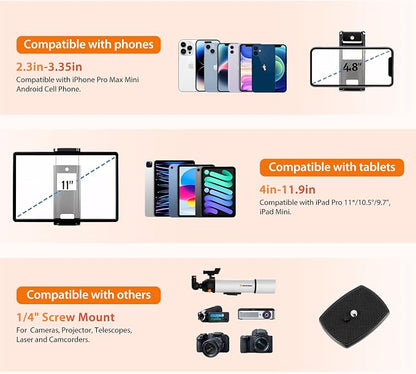 75inch Camera Tripod for ipad iPhone, Heavy Duty Aluminum Tripod - Image 3