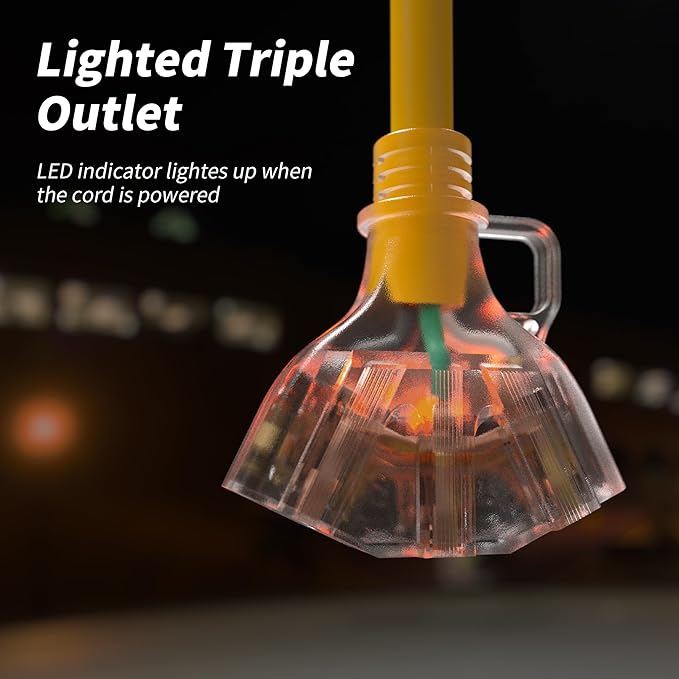 PlugSaf 50 FT 12/3 Gauge Outdoor Extension Cord - Image 6