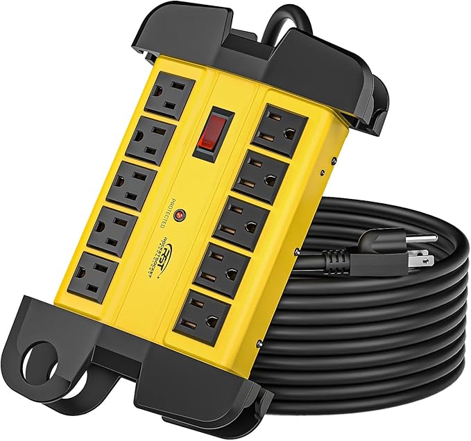 CRST 10-Outlets Heavy Duty Power Strip Metal Surge Protector by CRST