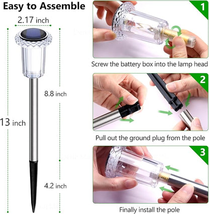 DenicMic Solar Lights Outdoor 15 Pack Waterproof 6000K Cold White LED Stainless - Image 5